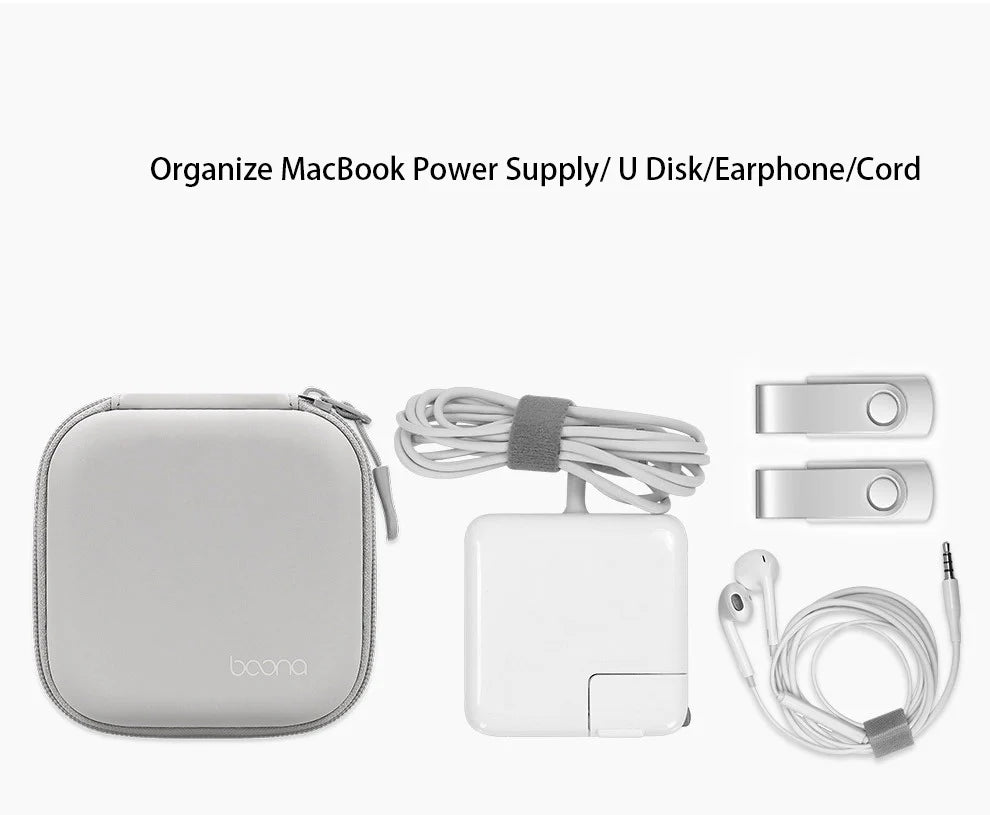 BOONA Hard Shell Laptop Accessories Storage Travel Case Power Supply Case Electronic Gadgets Bag for MacBook Air/Pro