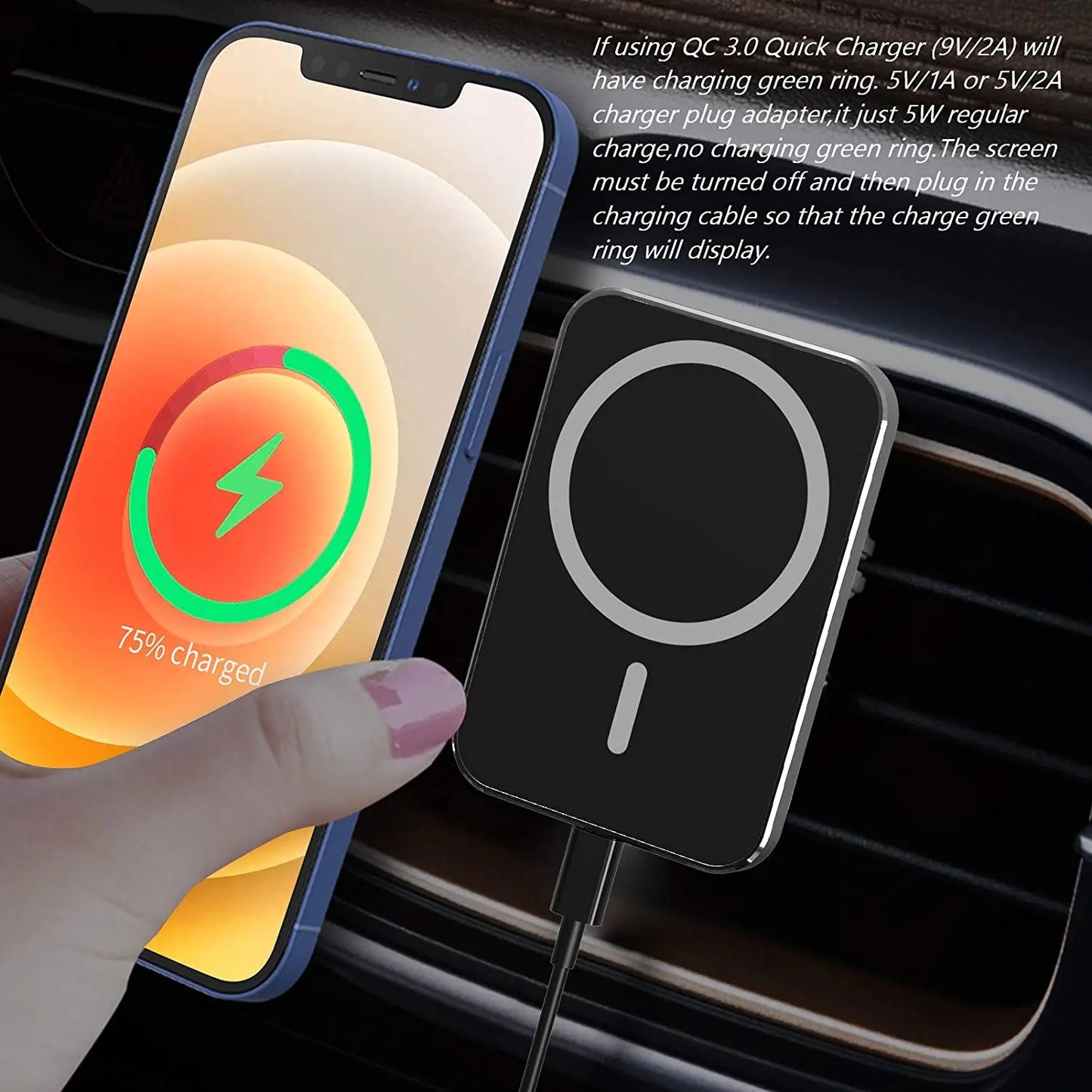 100W Magnetic Wireless Car Charger Vent Mount for MagSafe Case iPhone 13/13 Pro Max/14/12 Pro Max Mini Magnet Phone Holder Stand