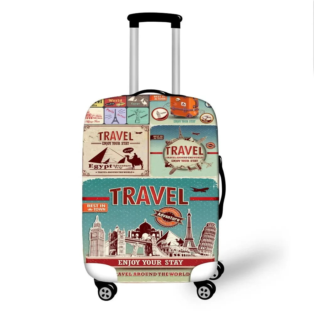 British Style Travel Suitcase Covers Women Elastic Scene Luggage Protective Covers valise bagages roulettes Vintage Covers