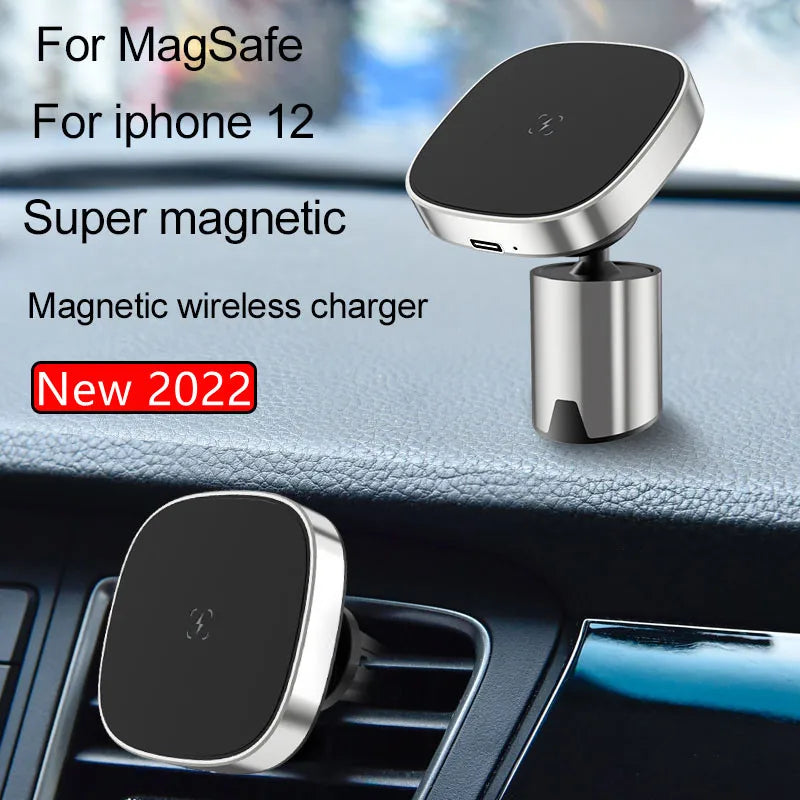 15W Car Wireless Charger is Suitable For iphone 12 13 14 15 Aluminum Alloy Vent Dashboard Magnetic Bracket Mobile Phone Charger
