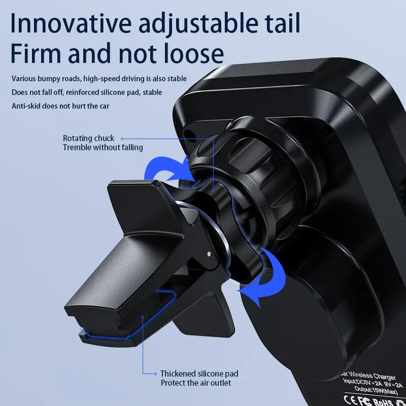 Wireless Car Charger Stand Automatic Fast Charging Station For iPhone 15 14 13 12 Samsung Z Flip Fold Xiaomi Phone Holder Mount