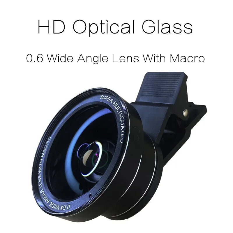 2 In 1 Mobile Phone Lens 0.6x Super Wide Angle HD 15x mobile macro lens Camera Lens For iPhone 12 11 8 7 6 XS Huawei Xiaomi