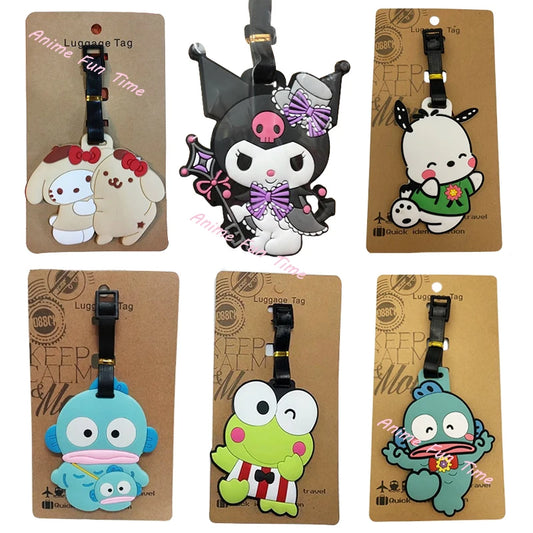 35 Styles Sanrio Cinnamoroll Kuromi Hangyodon Keroppi Luggage Tag Kawaii Pochacco Xo Pom Pom Purin Suitcase Label Baggage Id Tag