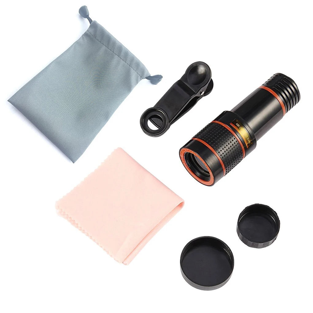 Universal Clip-on Phone Camera Lens Set Professional Telephoto Lenses 12 times zoom Cellphone Photography Accessory