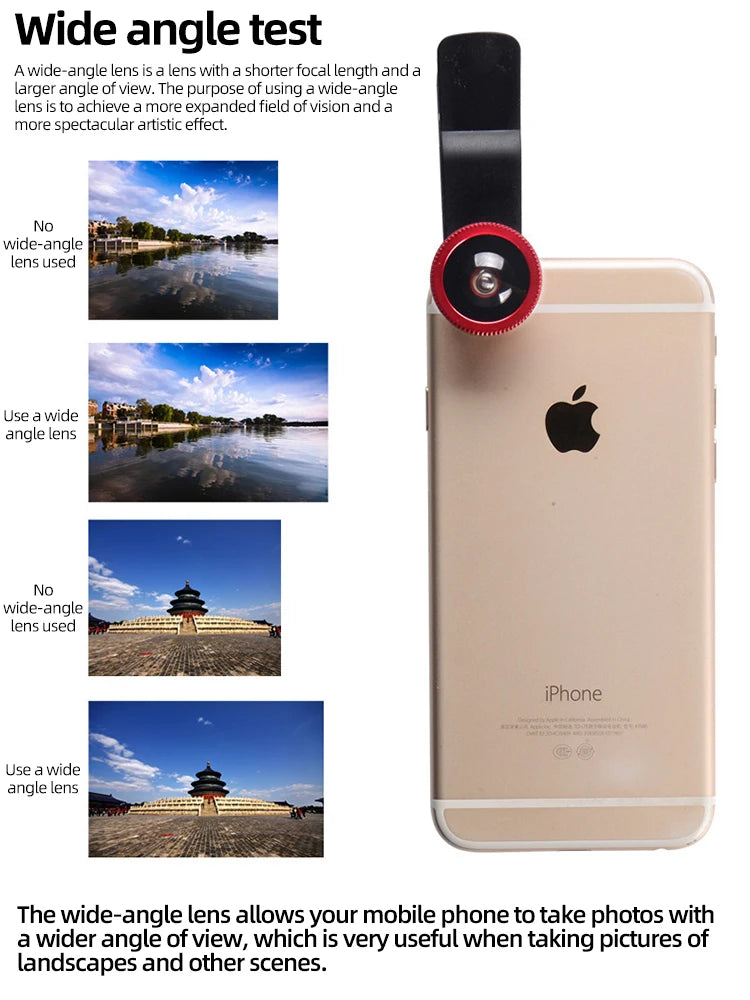 0.67X Wide Angle Zoom Fisheye Phone Lens Fish Eye Macro Lenses Camera Kits With Clip Lens On The Phone For Smartphone