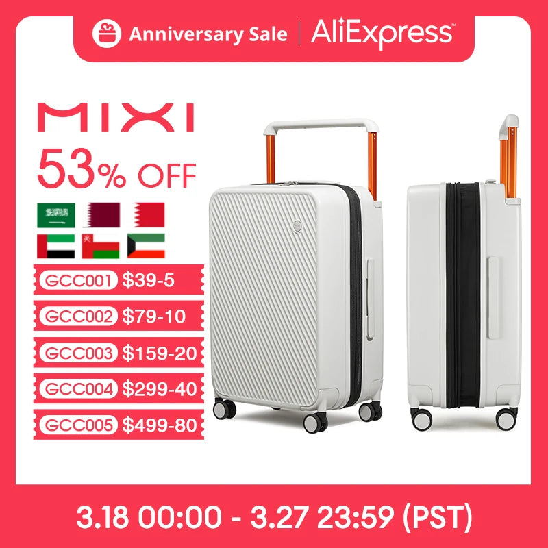 MIXI Expandable Carry On Luggage Lightweight Large Capacity Wide Handle PC Travel Suitcases Spinner Wheels TSA Lock 20 24 Inch