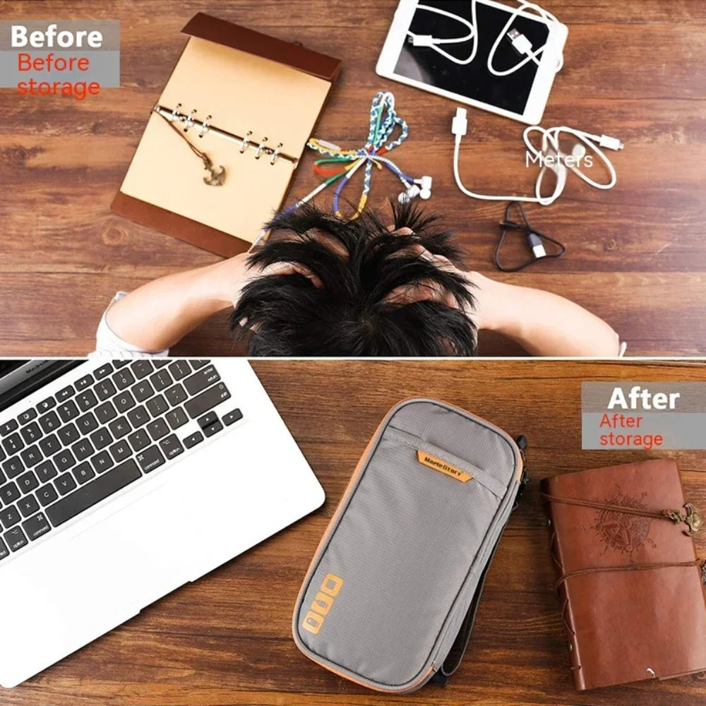 Portable Electronic Accessories Travel case Cable Organizer Bag Gadget Carry Bag for iPad Cables Power USB Flash Drive Charger