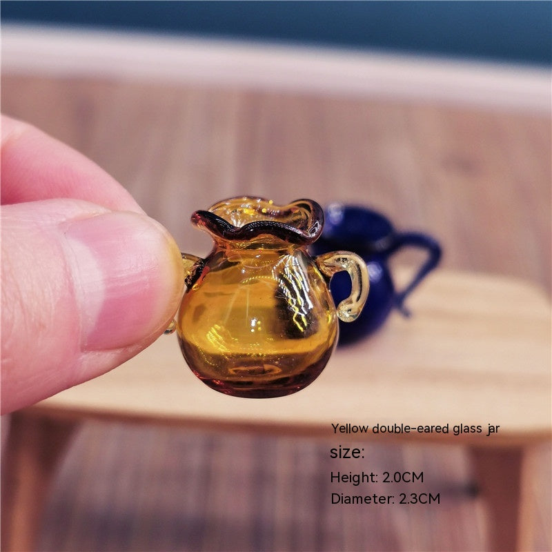 Doll House Miniature Furniture Tableware Miniature Simulation Transparent Colored Glass Cup