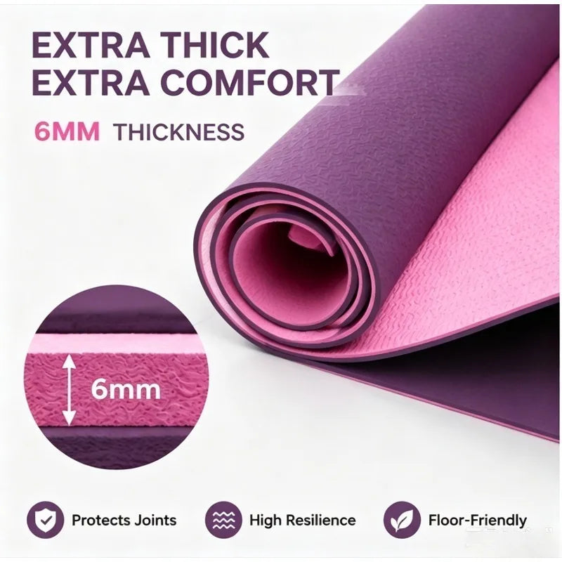 Yoga Mats Anti-slip Sport Fitness Mat Blanket Exercise Yoga Pilate Gymnastics Mat Fitness Equipment Floor Work 6MM Thick TPE