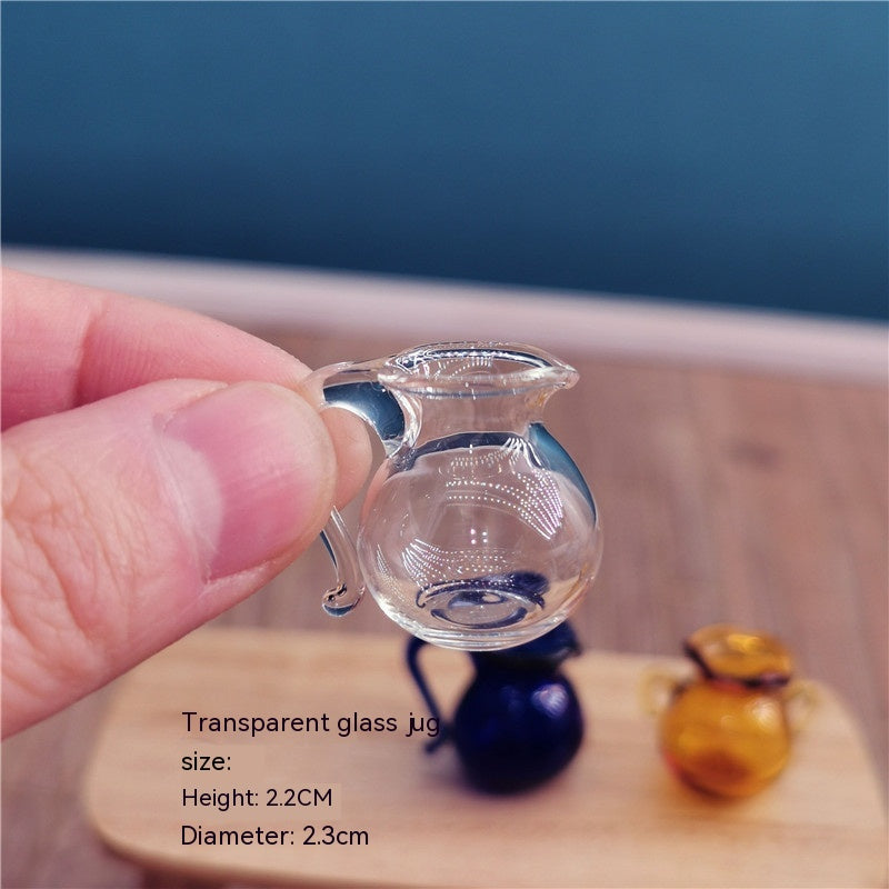 Doll House Miniature Furniture Tableware Miniature Simulation Transparent Colored Glass Cup