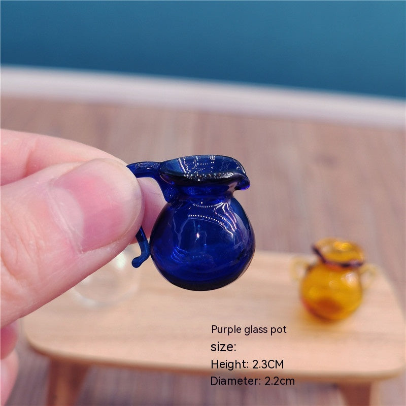 Doll House Miniature Furniture Tableware Miniature Simulation Transparent Colored Glass Cup